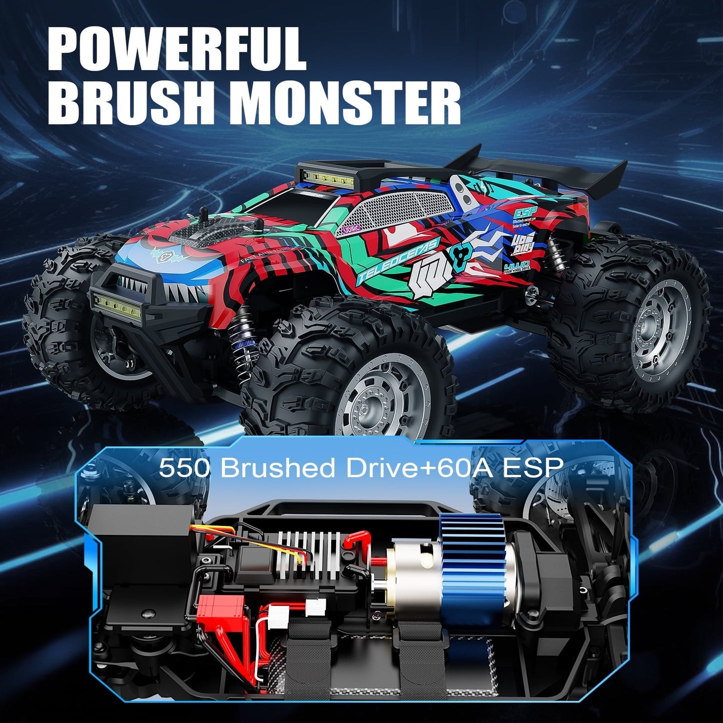 AUOSHI 2025 Professional Racing RC Cars for Adults with ESP Brushed Motor, 70+KM/H(45MPH) Top Speed,4X4 Hobby Off-Road,1:10 Remote Control CarT with Oil Filled Shocks