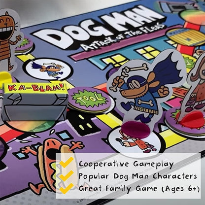 University Games | Dog Man Attack of The FLEAS Cooperative Board Game Based On The Popular Dog Man Book Series by DAV Pilkey for 2 to 6 Players Ages 6 and Up