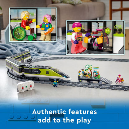 LEGO City Express Passenger Train Set, 60337 Remote Controlled Toy, Gifts for Kids, Boys & Girls with Working Headlights, 2 Coaches and 24 Track Pieces