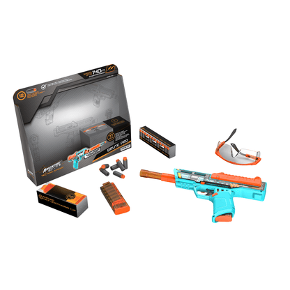 Adventure Force Tactical Strike Brute Pro Ultimate Clip-Fed Slamfire Half-Length Dart Blaster, Shoots up to 145 ft., 17-Piece Pro Blaster Set with Accuracy Booster, 14+