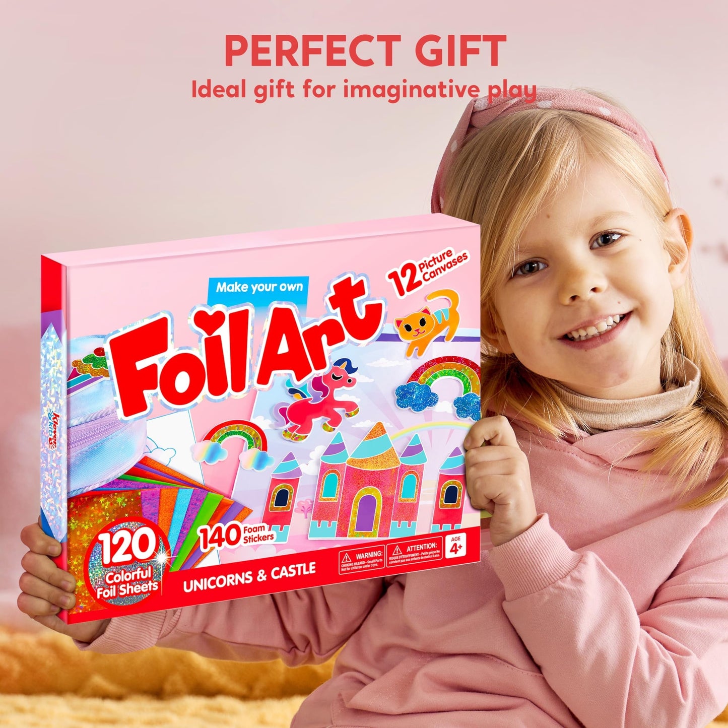 Joyfy Fashion Foil Art Kit for Kids, 10 Piece Unicorn and Princess Craft Set