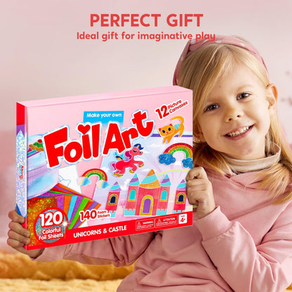 Joyfy Fashion Foil Art Kit for Kids, 10 Piece Unicorn and Princess Craft Set