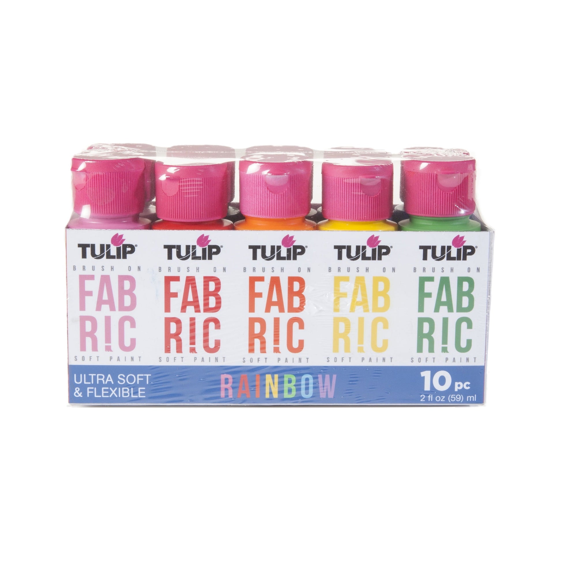 Tulip Brush-On Fabric Paint Set – 10 Pack of 2 fl oz Bottles, Liquid Rainbow Colors for DIY Crafts & Clothing
