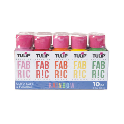 Tulip Brush-On Fabric Paint Set – 10 Pack of 2 fl oz Bottles, Liquid Rainbow Colors for DIY Crafts & Clothing
