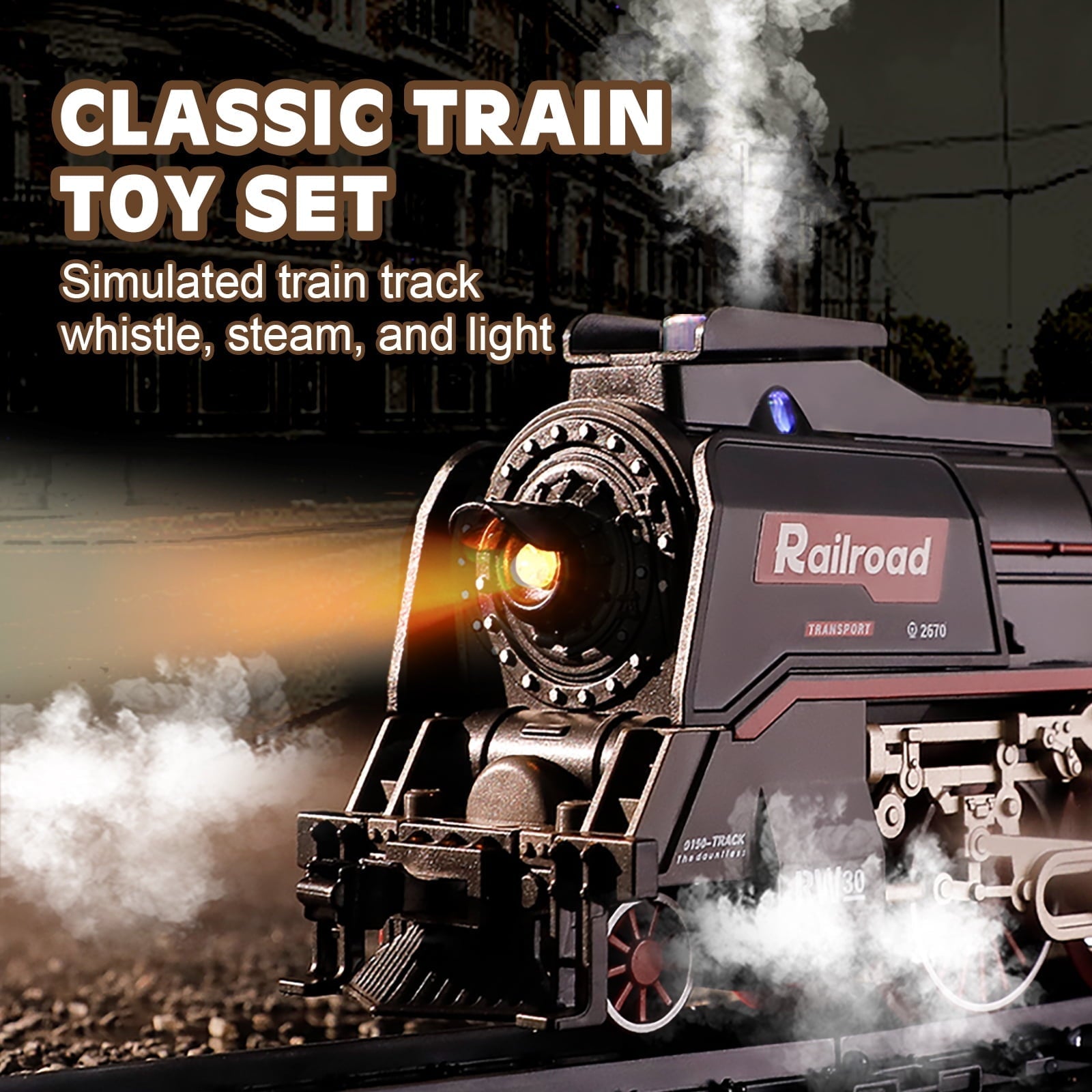 PayUSD Train Set Train Toys for Boys with Smokes Lights and Sound Toy Electric Train Set for Under Christmas Tree Toddler Model Trains for Kids Christmas Toys Gifts