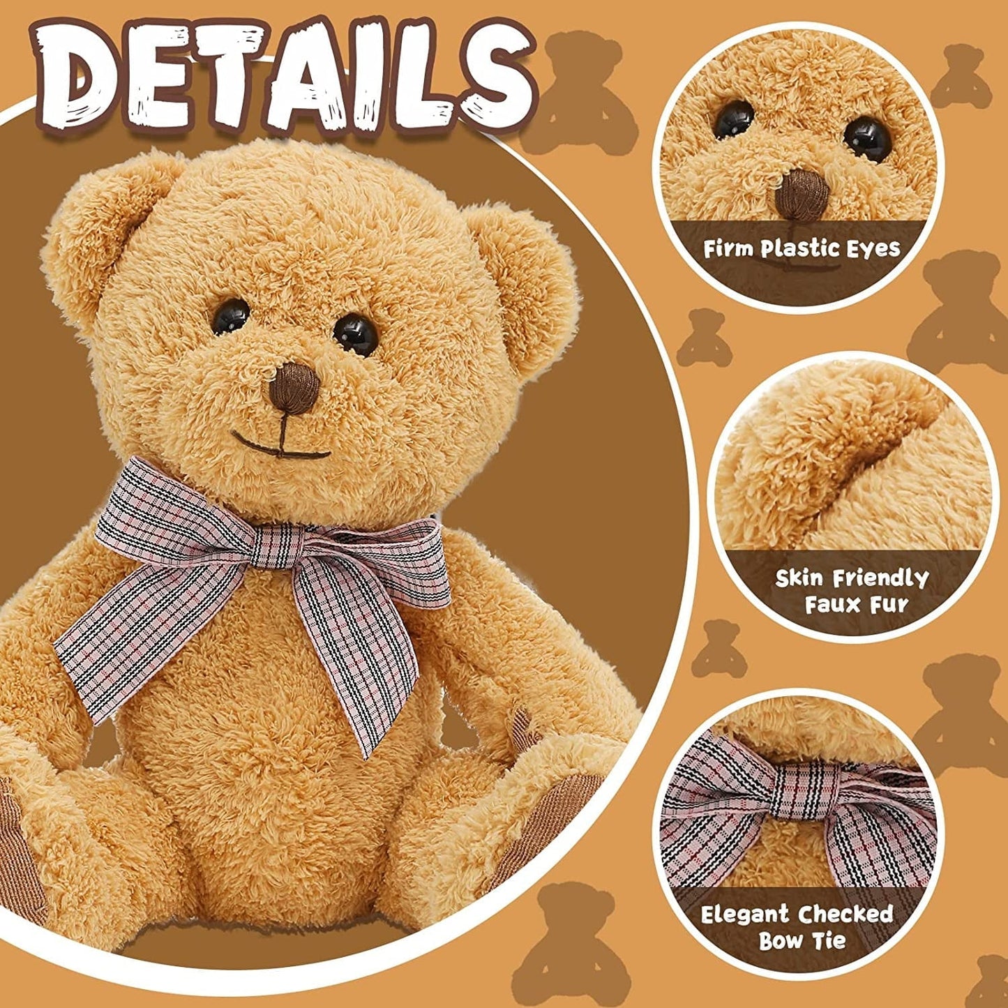 MaoGoLan 5-Packs 12.5" Soft Bulk Stuffed Animals Teddy Bear, Monkey, Panda, Rabbit (5 Packs, 5 Colors)