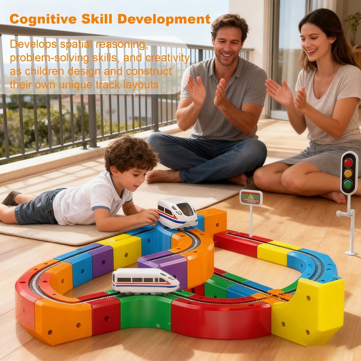 KlickRail Electric Train Set - Electric Magnetic Train Track Building Set - Modular 3D Clip Design with Motorized Car for Gravity Defying Routes and Creative Layouts
