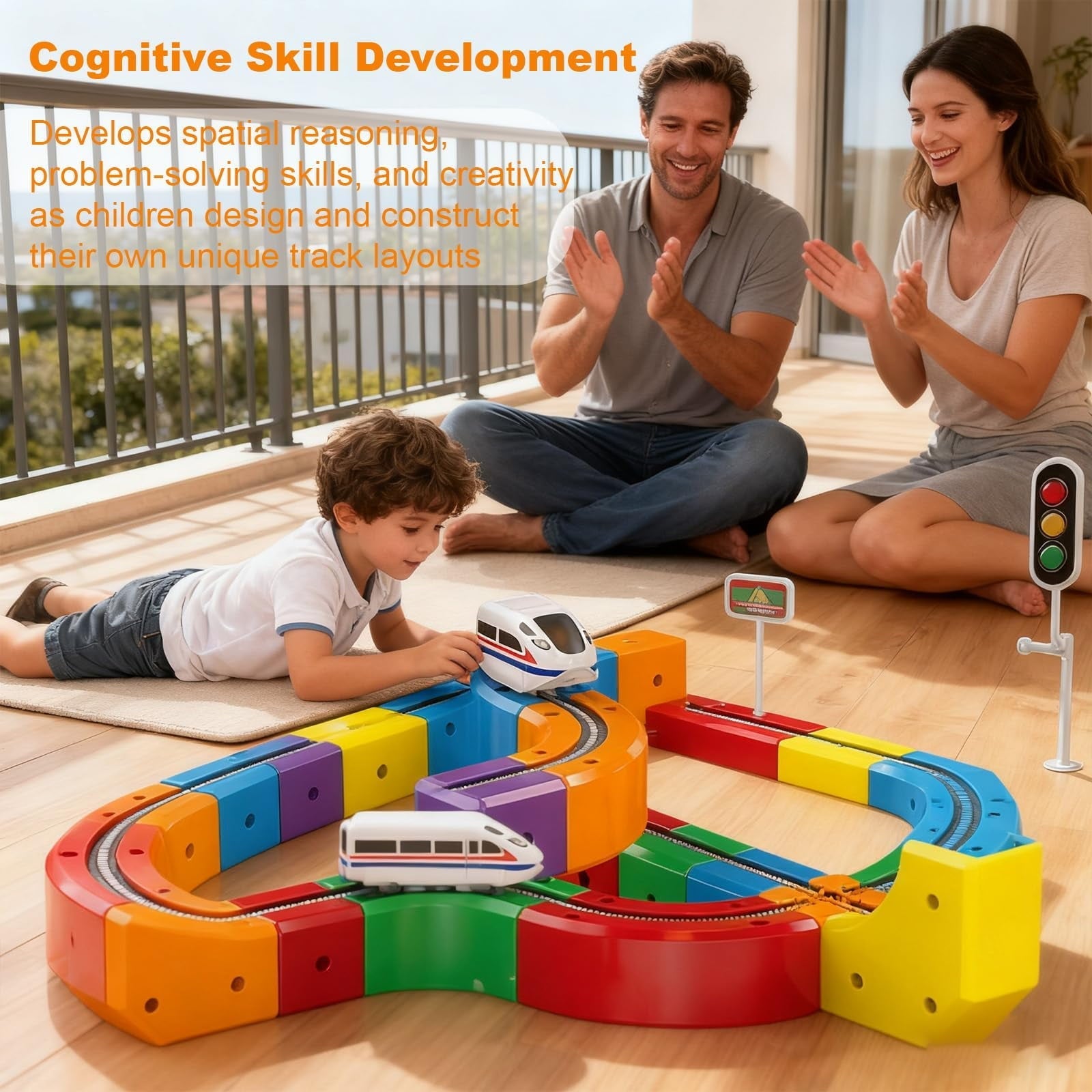 KlickRail Electric Train Set - Electric Magnetic Train Track Building Set - Modular 3D Clip Design with Motorized Car for Gravity Defying Routes and Creative Layouts