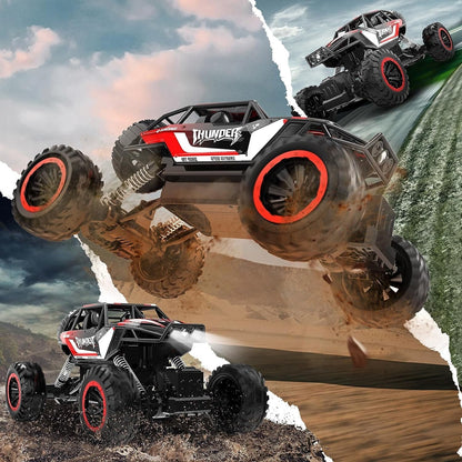 JoyStone 1:12 RC Cars 4WD off Road 2.4Ghz RC Monster Truck with Metal Shell and Light, Remote Control Car Crawler for Adult and Kid, 2 Batteries, Red