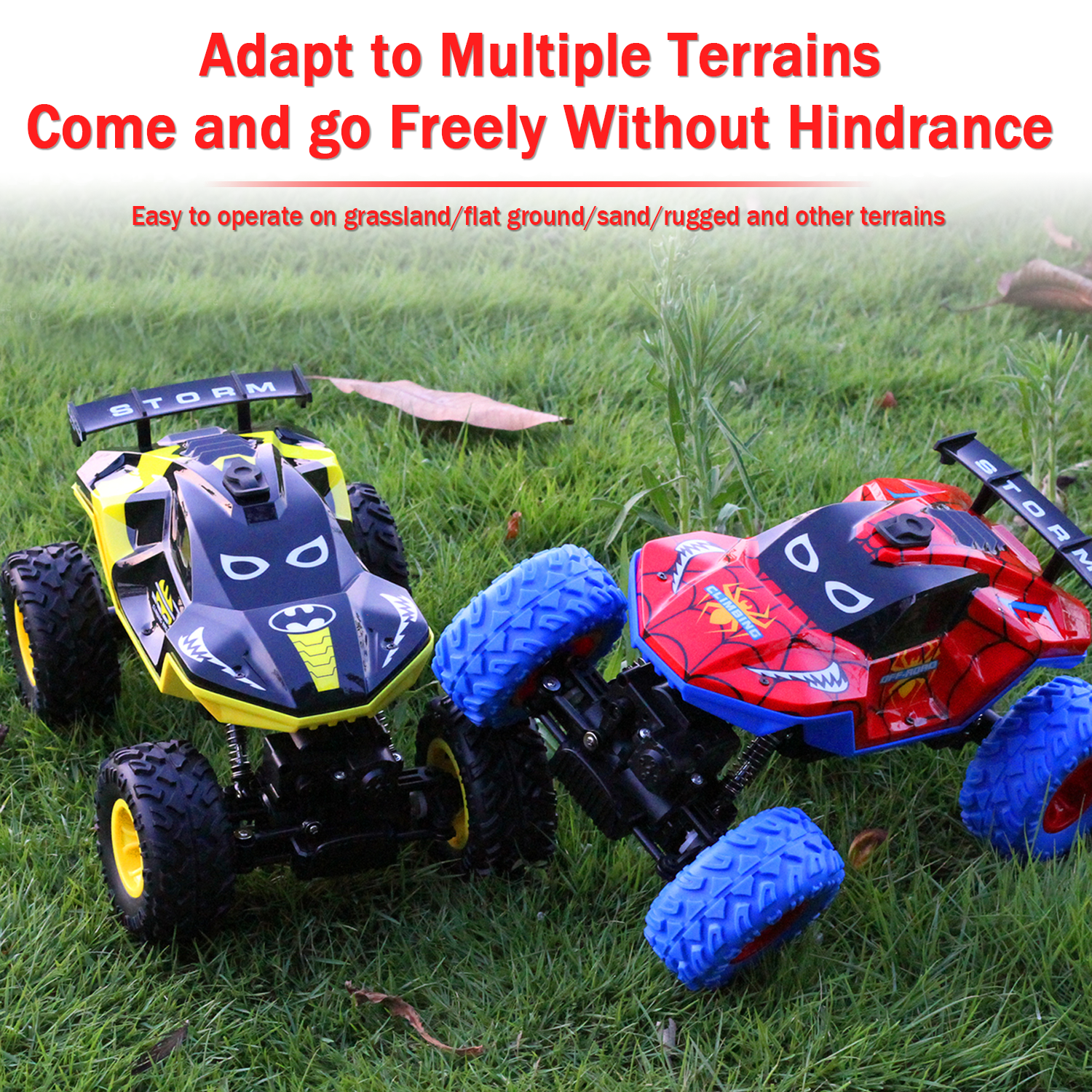 HNH 1:16 Monster Trucks Remote Control Car, 4WD Spider RC Car for Kids, RC Vehicle with Two Battery