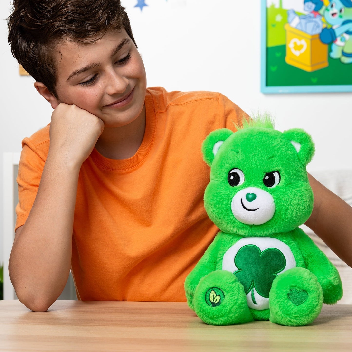 Care Bears 14" Good Luck Bear Plushie - Medium Size - Soft and Huggable Stuffed Animal, Ages 4 Years and up