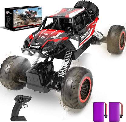 JoyStone 1:12 RC Cars 4WD off Road 2.4Ghz RC Monster Truck with Metal Shell and Light, Remote Control Car Crawler for Adult and Kid, 2 Batteries, Red