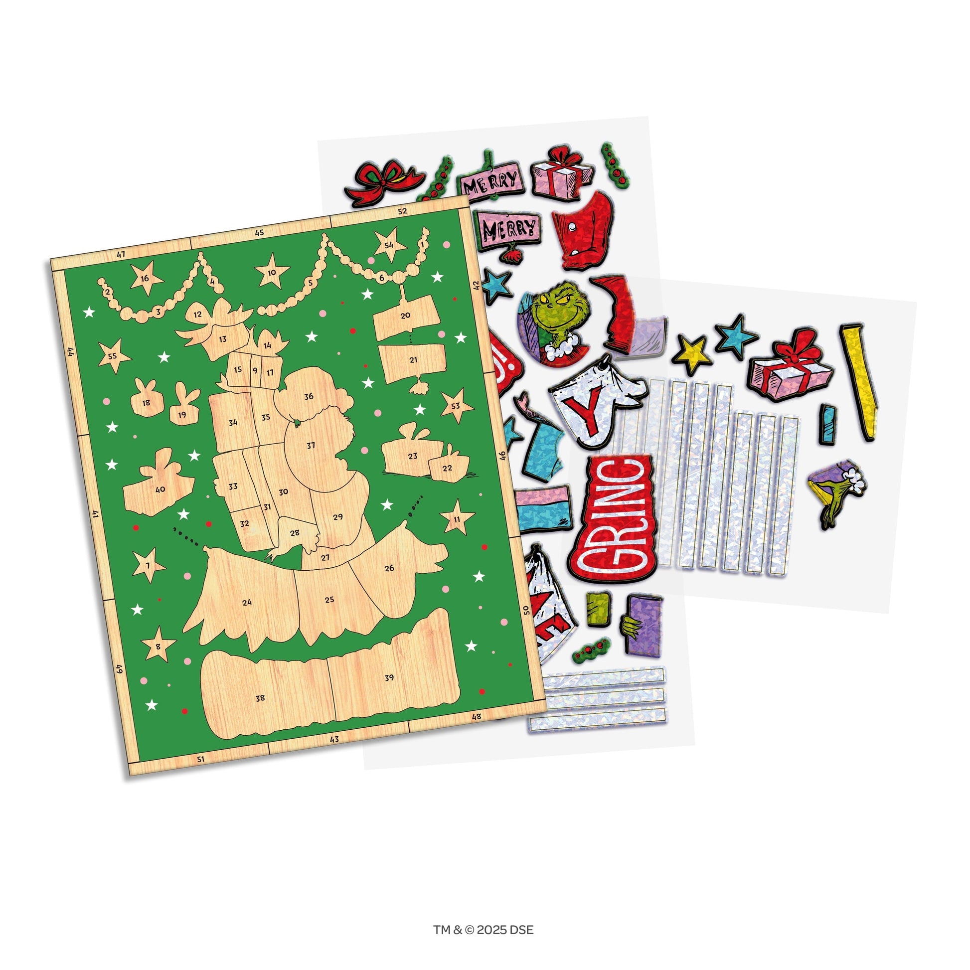 Dr. Seuss How The Grinch Stole Christmas Wooden Color By Number Crystal Sticker Set, by Bendon