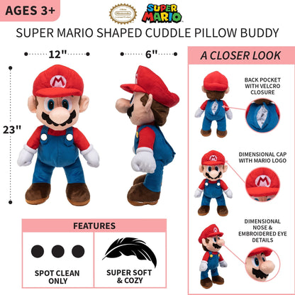 Kids Super Mario Bedding Plush Cuddle and Decorative Pillow Buddy