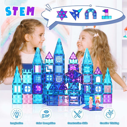 Ucradle Magnetic Tiles, 102 Pieces, 3D Magnetic Building Blocks for Kids, STEM Certified | Ages Children to Adult 3+