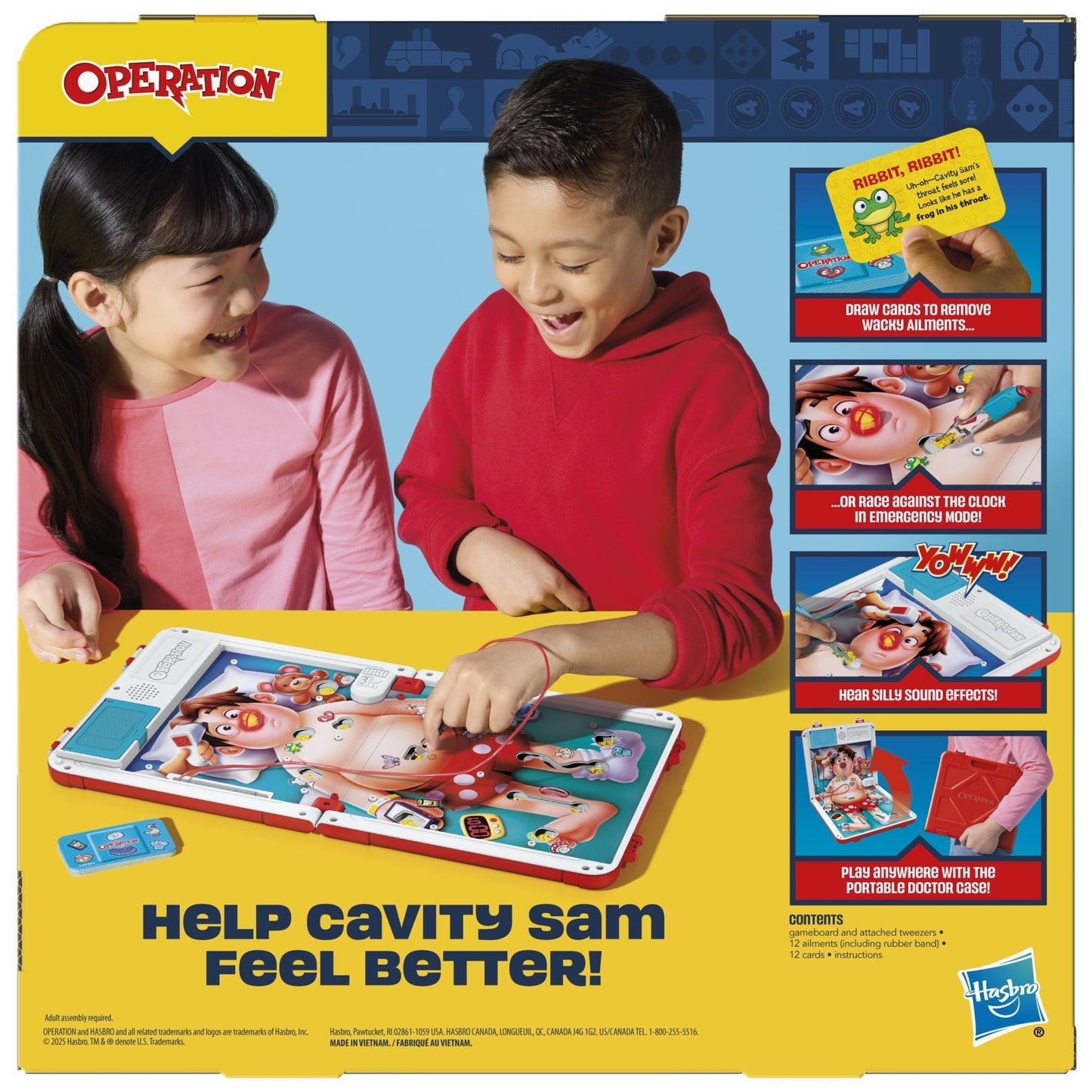 Operation Electronic Board Game with All-in-One Carrying Case, Kids Games, Holiday Gifts for Kids, 6 and Up