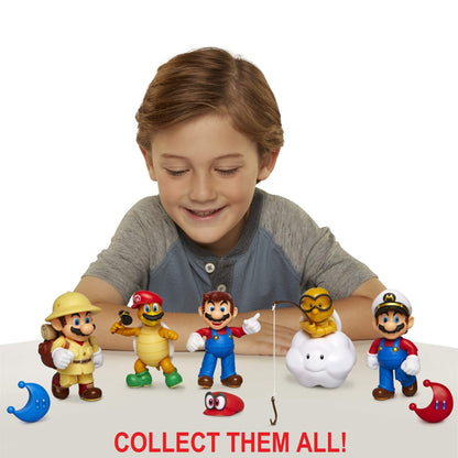 Super Mario Odyssey Explorer Mario Action Figure with Blue Power Moon