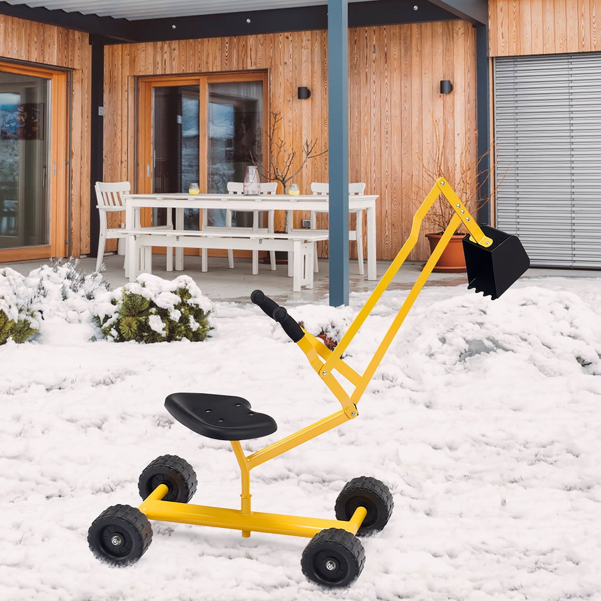 Costway Heavy Duty Kid Ride-on Sand Digger Digging Scooper Excavator for Sand Toy Yellow