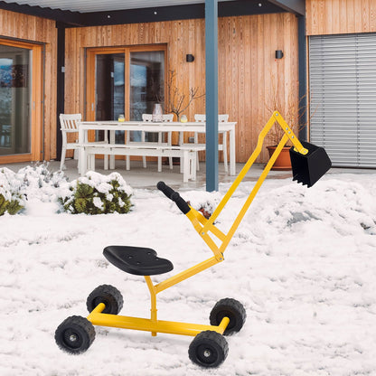 Costway Heavy Duty Kid Ride-on Sand Digger Digging Scooper Excavator for Sand Toy Yellow
