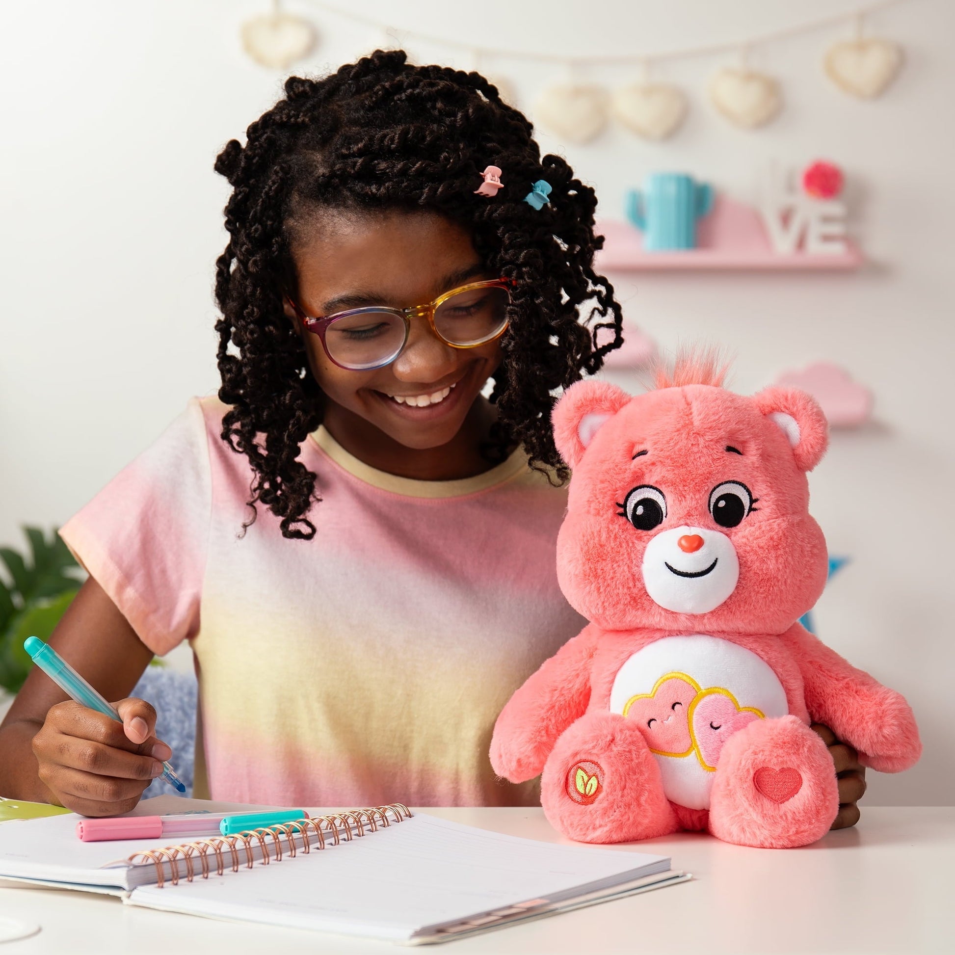 Care Bears 14" Love-A-Lot Bear Plushie - Medium Size - Soft and Huggable Stuffed Animal, Ages 4 Years and up