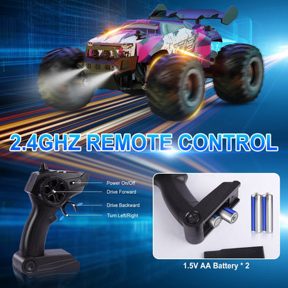 UUGEE Remote Control Car, RC Cars for Boys, 1:18 Scale High Speed off Road Monster Trucks with Lights, Christmas Birthday Gifts for 8-12 Kids