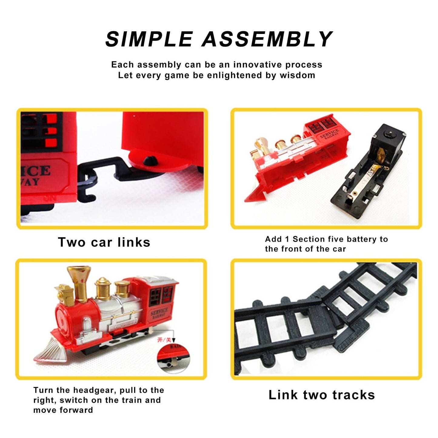 Chmadoxn Christmas Train Set Railway Tracks Sets Battery Operated Locomotive Engine and 8.5 Ft Tracks Playset for Under The Tree Electronic Toys Gift for Kids