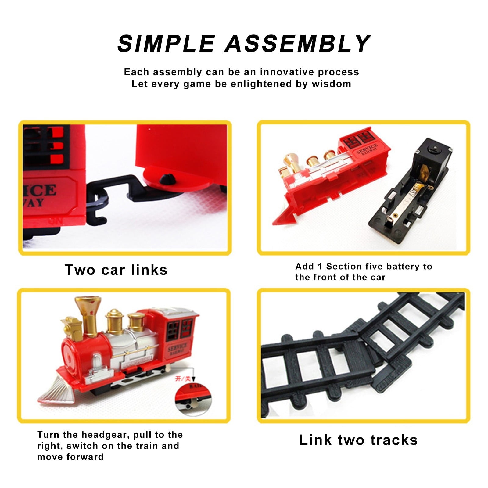 Chmadoxn Christmas Train Set Railway Tracks Sets Battery Operated Locomotive Engine and 8.5 Ft Tracks Playset for Under The Tree Electronic Toys Gift for Kids
