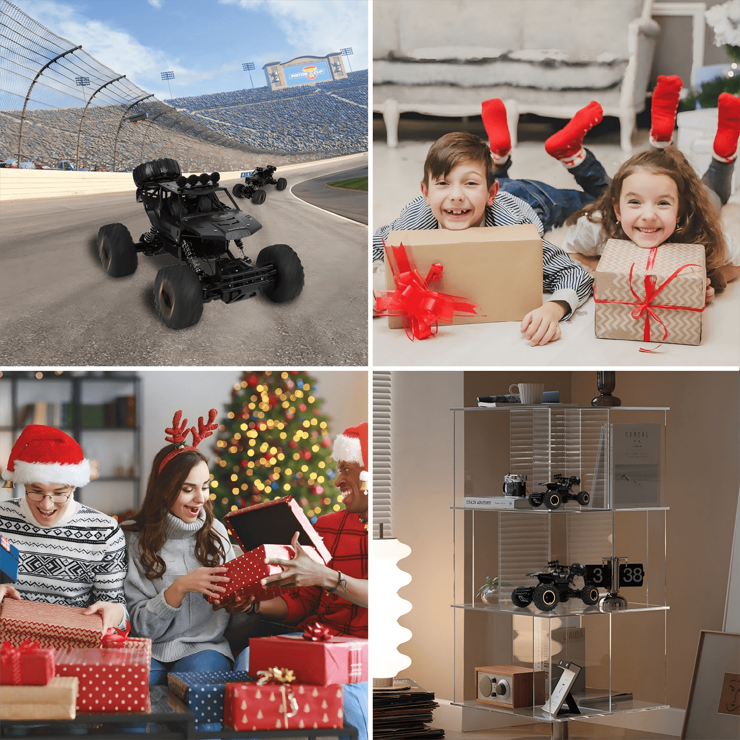 Tcovle 1:14 RC Cars, 40+ KM/H Fast RC Monster Truck Remote Control Car with Metal Drivetrain, 4WD All-Terrain, 2 Batteries, RC Toy Car Gift for Kids, Teens & Adults