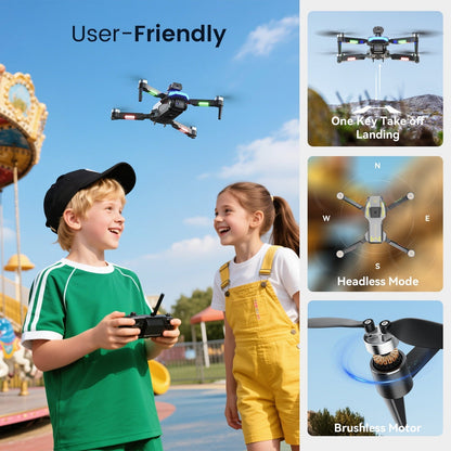 JoyStone 4K HD FPV Camera Drone for Adults Kids, Brushless Motor Foldable RC Drones with Altitude Hold, Headless Mode, Toys Gifts RC Quadcopter for Boys Girls with 2 Batteries