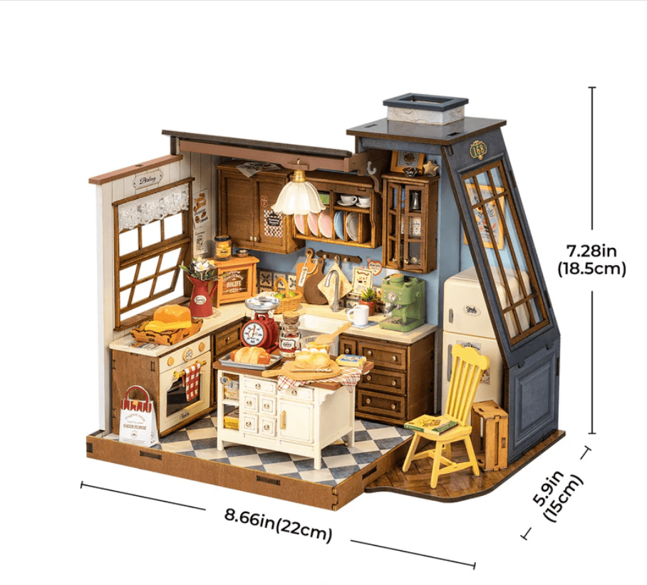 Rolife Baking Kitchen DIY Miniature Dollhouse Wooden Toy for Adult Child Gift