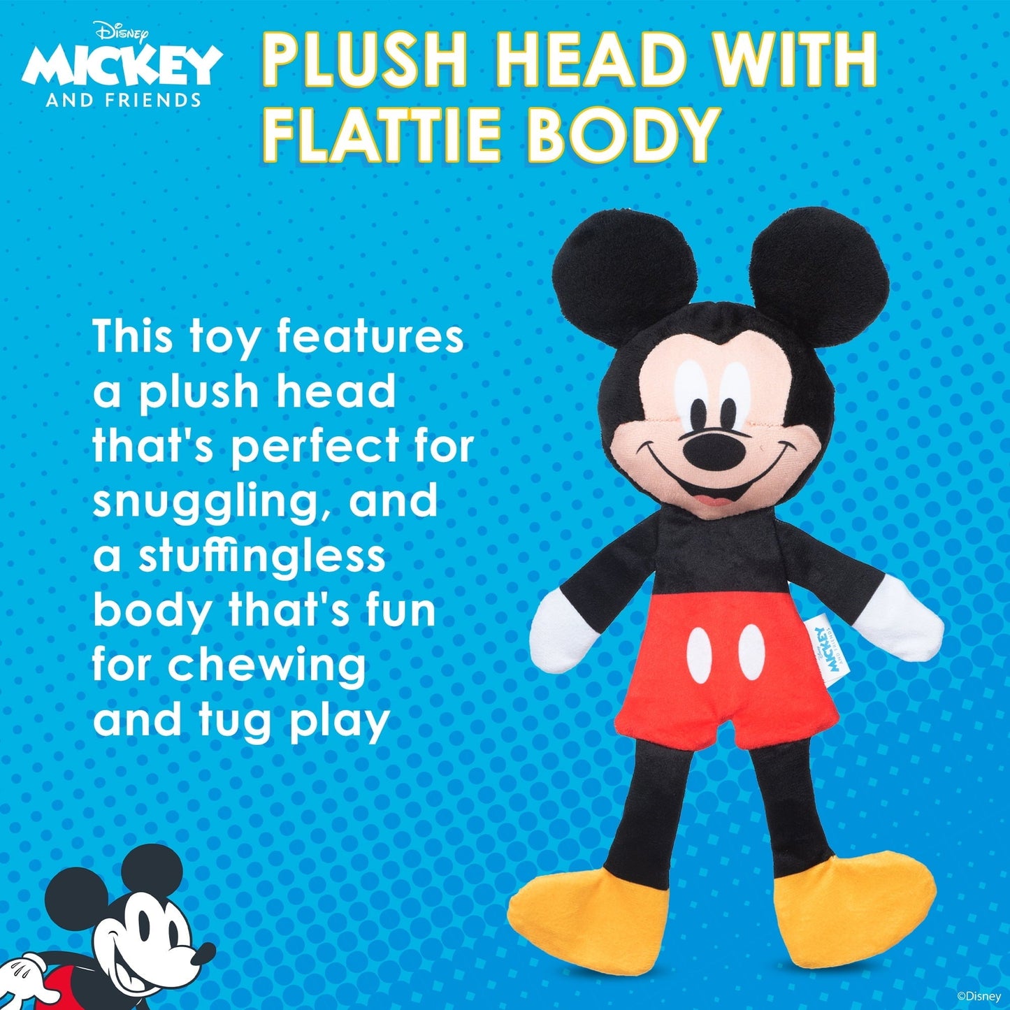 Disney Mickey & Friends: 12" Mickey Mouse Plush Stuffed head flat body Toy