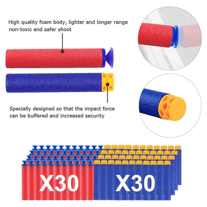 Birthday Gifts Kids Toy Blaster Pack - 2 Foam Dart Blasters with Wrist Bands and 60 Refill Darts for Outdoor Play, Party Supplies for Girls, Boys