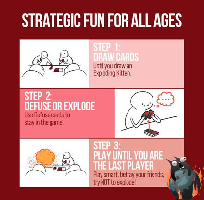 Exploding Kittens Original Edition - Hilarious for Family Game Night - Party Game - For Ages 7 and up - 56 Cards - 2-5 Players - 15 Minutes