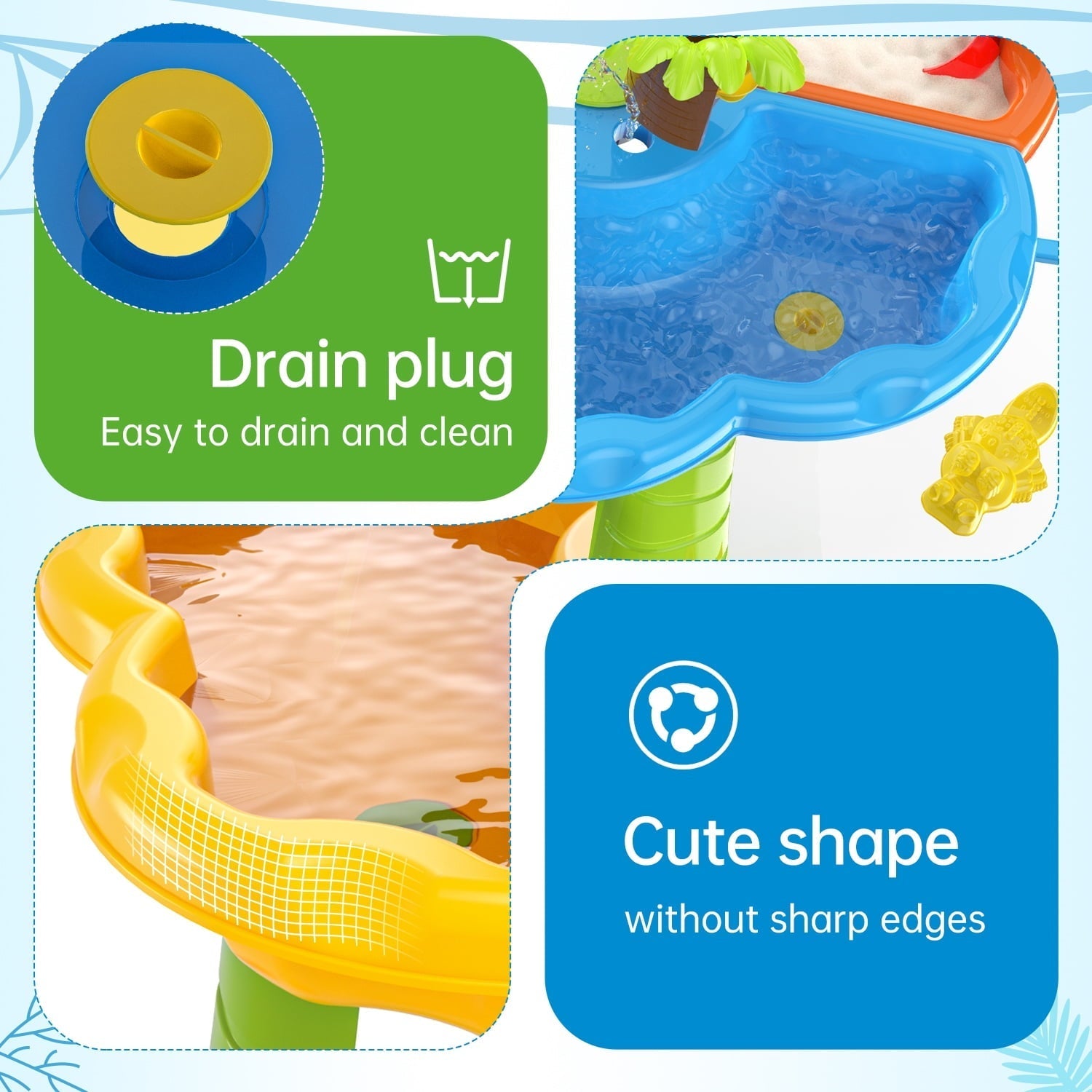 JoyStone 3 in 1 Kids Sand Water Table, 37PCS Sensory Play Table, 24"x24"x14.56" Outdoor Summer Toy Gift for Toddlers Boys Girls