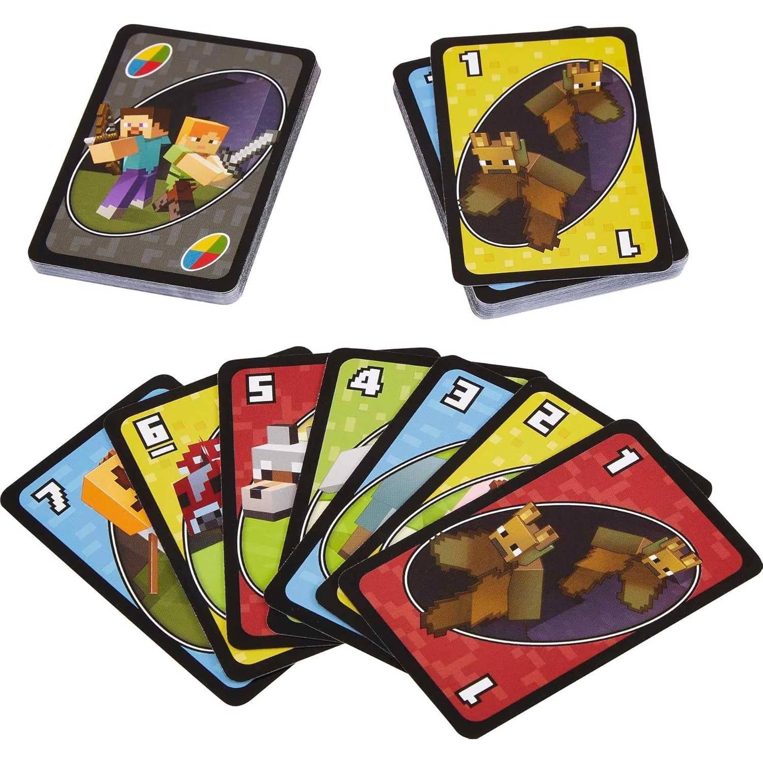 UNO Minecraft Card Game for Kids and Families, 2 to 10 Players, Ages 7 and Up (Pack of 2)
