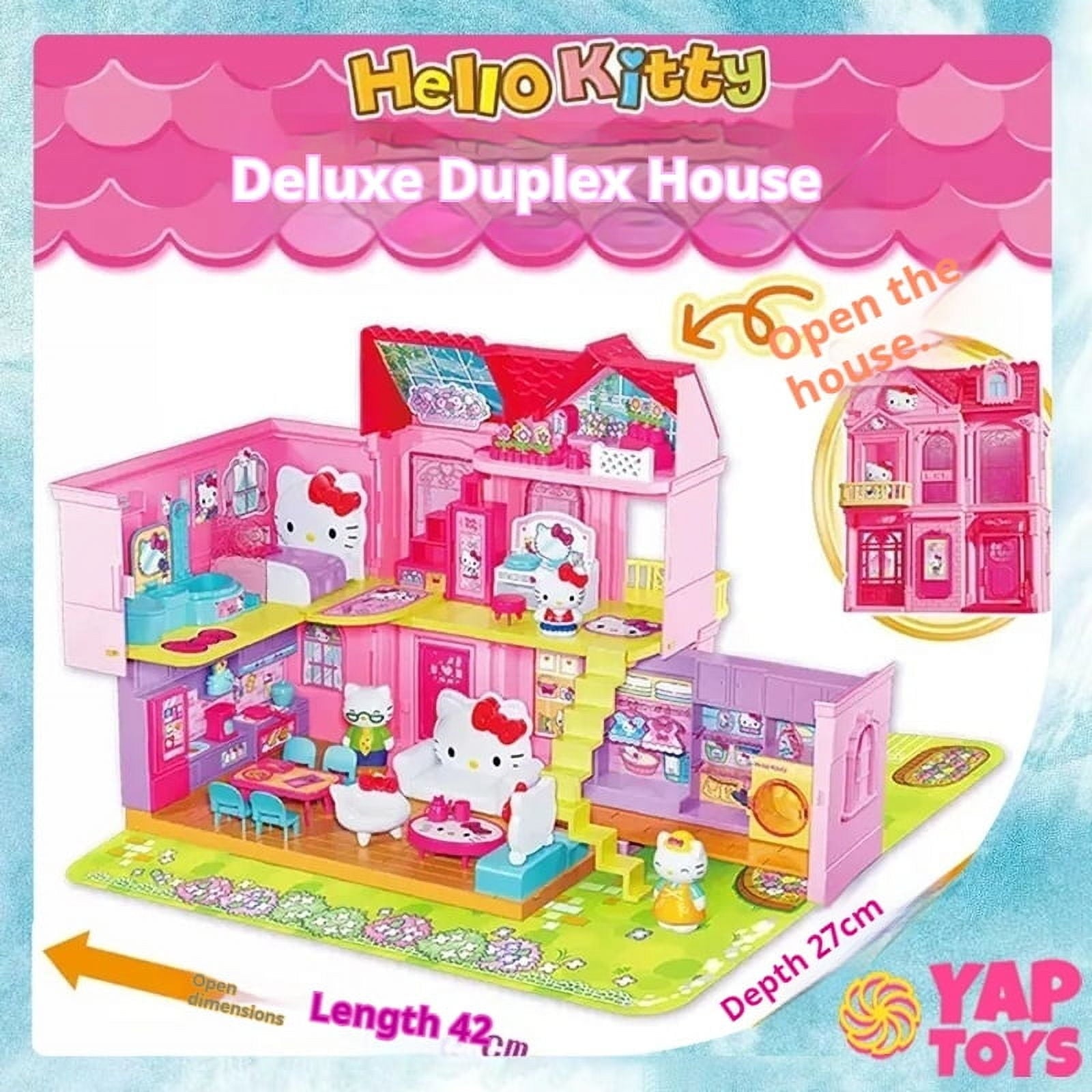 Hello Kitty Figure Urban Facilities Series Fun Toys Luxury duplex villa amusement park Hambur Shop Birthday Gift