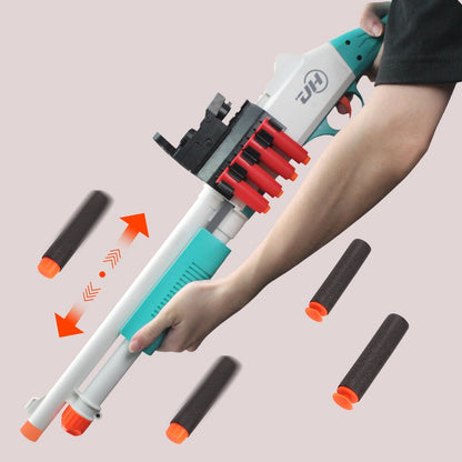 BIU BLASTER Foam Dart Blasters 30-inch Shell Ejecting Design for Indoor and Outdoor Play, 14+ Years, Gold