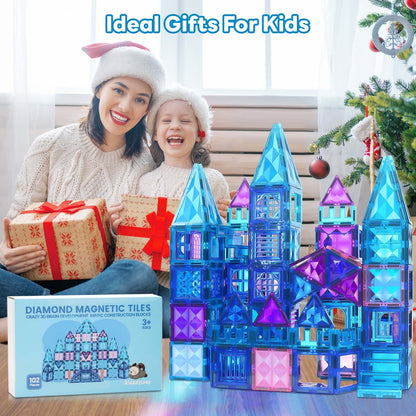 Ucradle Magnetic Tiles, 102 Pieces, 3D Magnetic Building Blocks for Kids, STEM Certified | Ages Children to Adult 3+