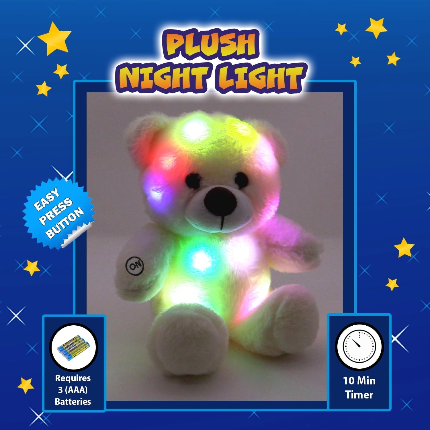 The Noodley Glow 12" Teddy Bear Stuffed Animal Plush Night Light