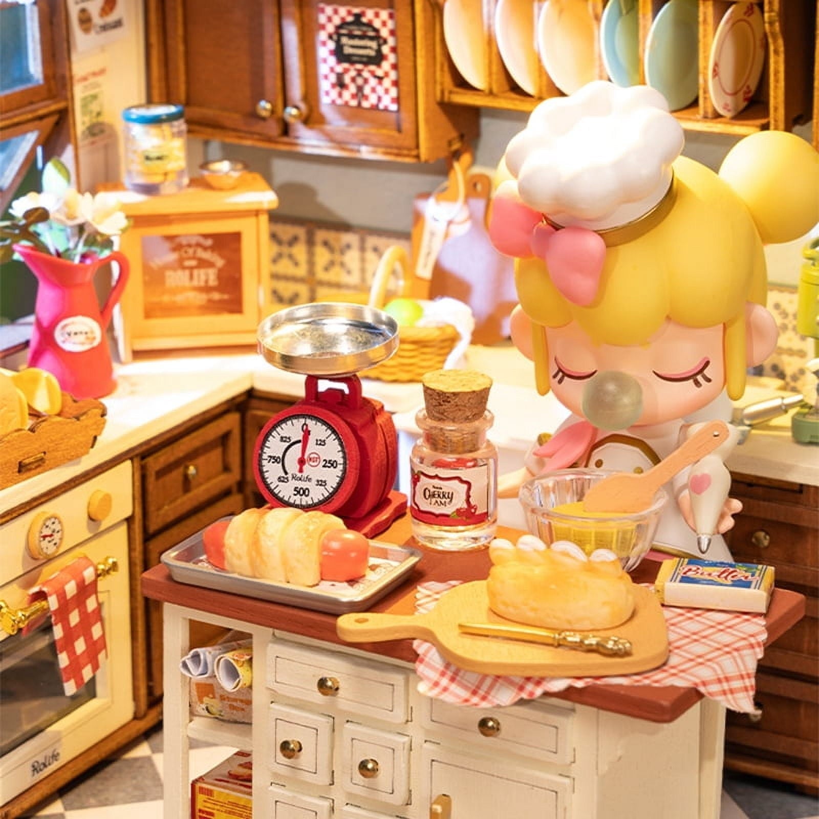 Rolife Baking Kitchen DIY Miniature Dollhouse Wooden Toy for Adult Child Gift