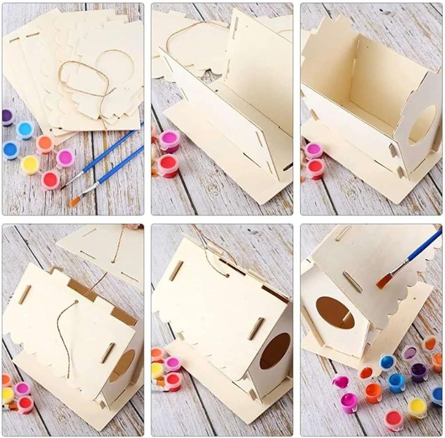 2 Set Diy Bird House Wind Chime Kits, Birdhouse Kit Crafts for Kids Ages 4-12, Build and Paint Birdhouses Wooden Arts Craft, Outdoor Toys, Ideal Birthday, Children's Day Gifts