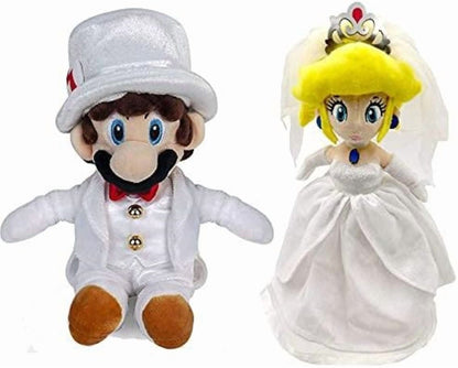 Super Mario Odyssey Wedding Princess Peach Bride and Mario Wedding Plush Set