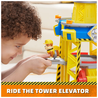 PAW Patrol, Rubble & Crew Bark Yard Crane Tower Playset with Action Figure and Vehicle, for Kids Age 3 and up