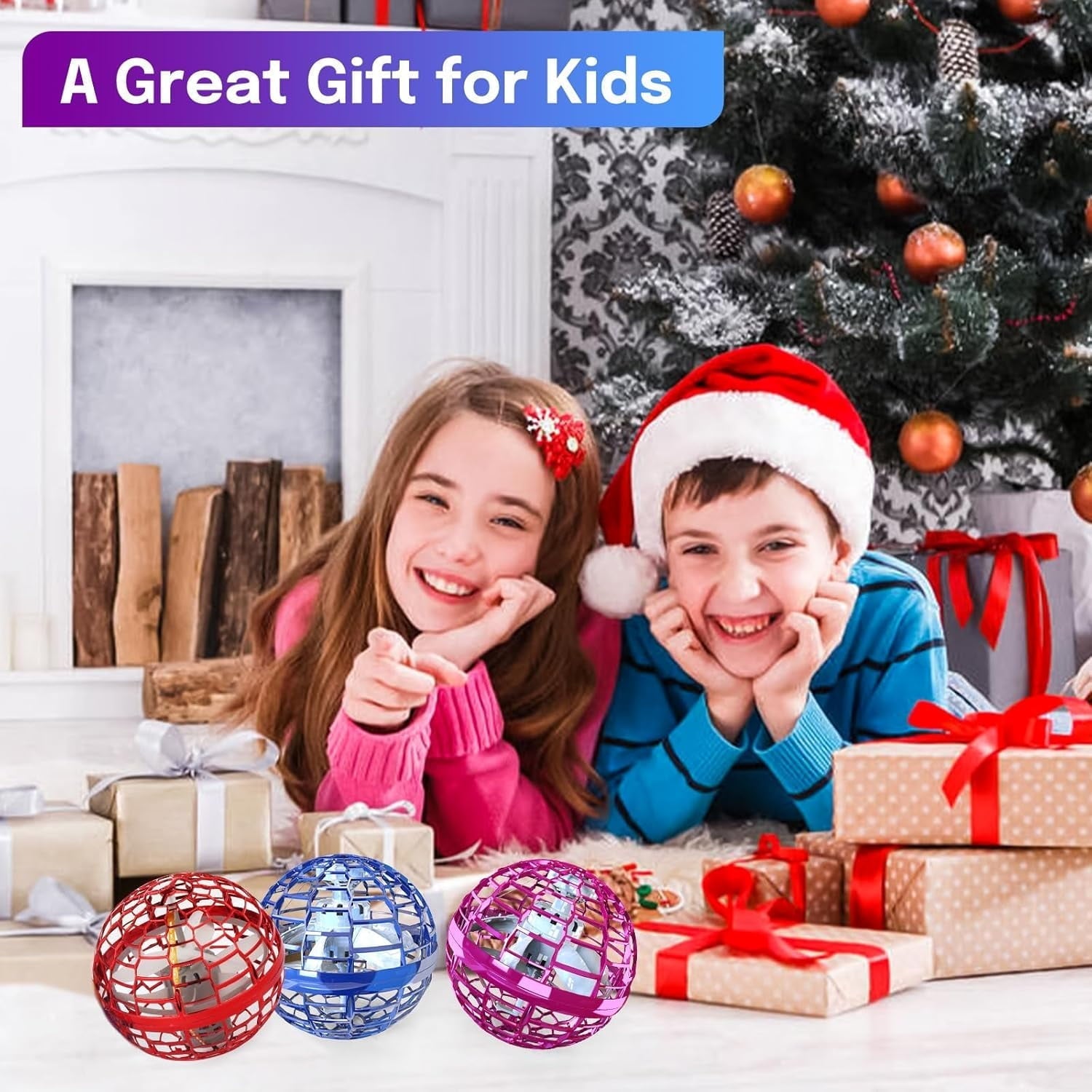Flying Orb Ball Toys Hover Ball DIY Globe Shape Magic Controller Mini Drone Floating Toy 360°Rotating Boomerang Ball,Built-in RGB Led Lights Spinner Toys for Kids Adults Outdoor Indoor Gift(Blue)