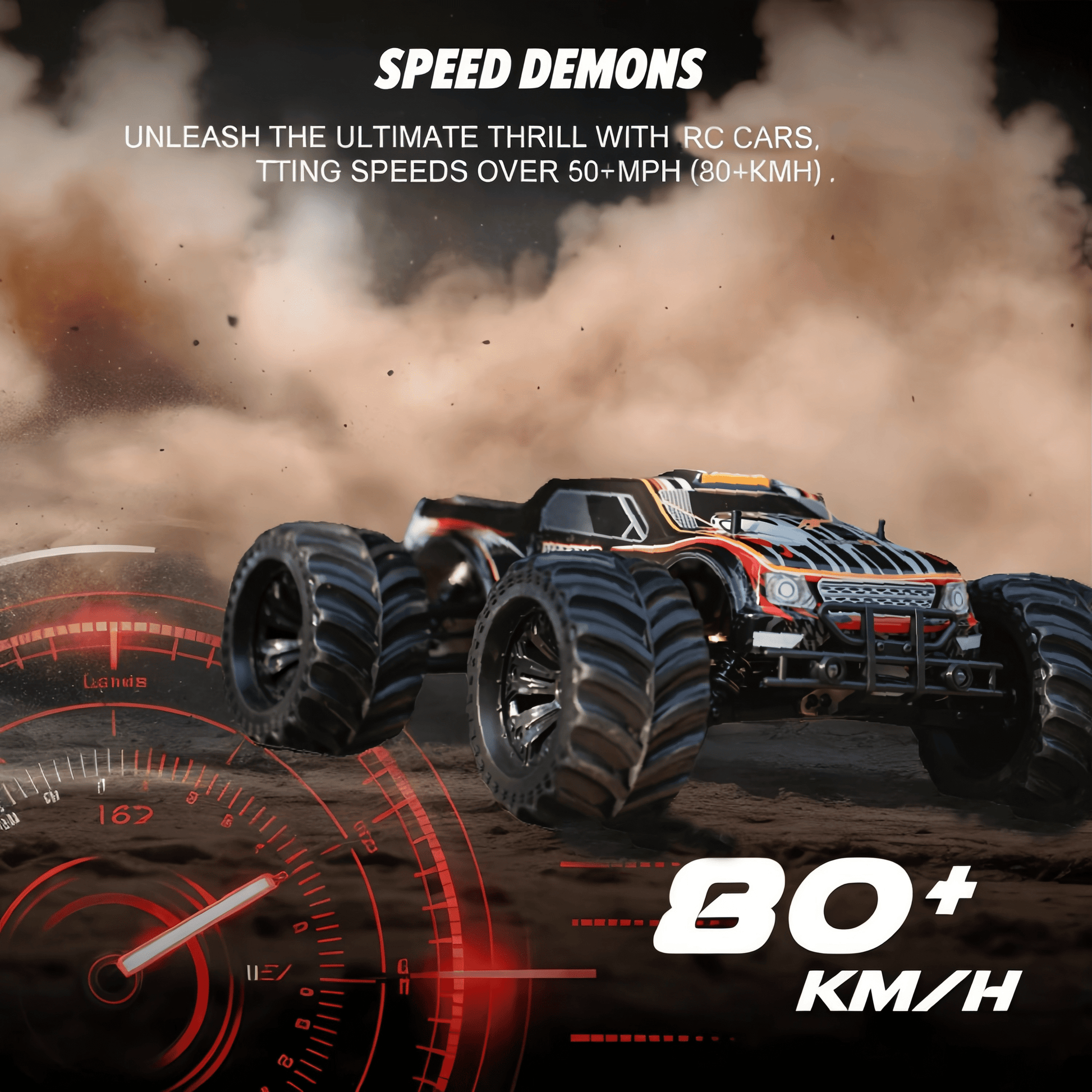 JLBRACINGRC Super Fast 1/10 Scale Cheetah RC Car, 80 KM/H 4WD 2.4GHZ RC Truck 4x4 Off Road RTR Monster Truck IPX7 Waterproof RTR Brushless Electric Remote Control Truck for Adults