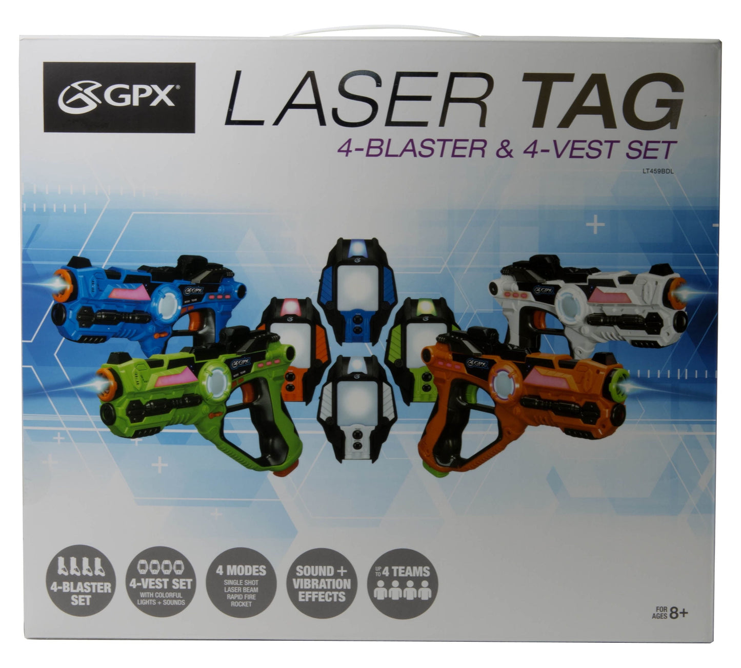 GPX Laser Tag Set of 4 Blasters and 4 Vests
