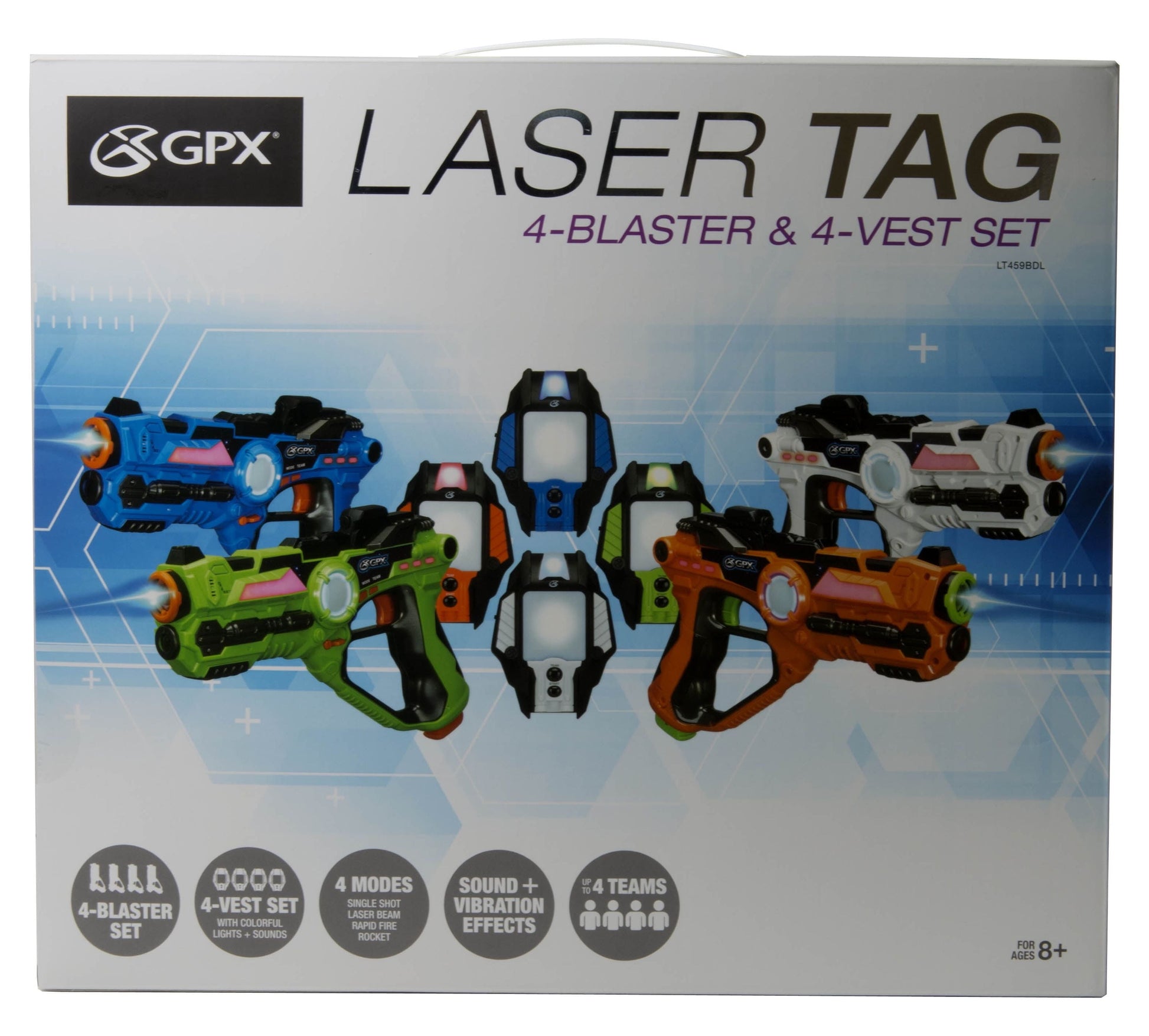 GPX Laser Tag Set of 4 Blasters and 4 Vests