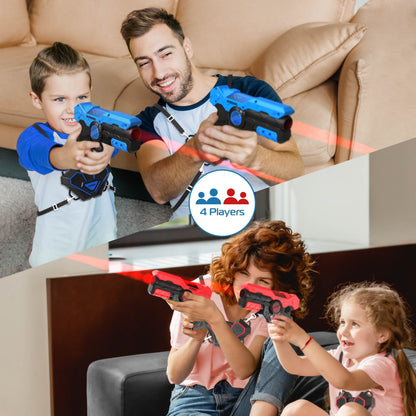 Kiddos Laser Tag Blasters Set, Battery Powered Laser Tag Guns and Chest Plates, Blue & Red, Set of 4