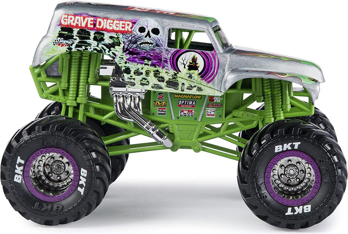 Monster Jam, Official Grave Digger Monster Truck, Die-Cast Vehicle, 1:24 Scale 1:24 Die Cast Truck Grave Digger (Silver)
