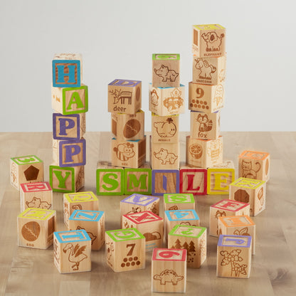 Spark Create Imagine ABC Wooden Blocks, 40 Pieces, Baby and Toddler Toys for Ages 18 months and older